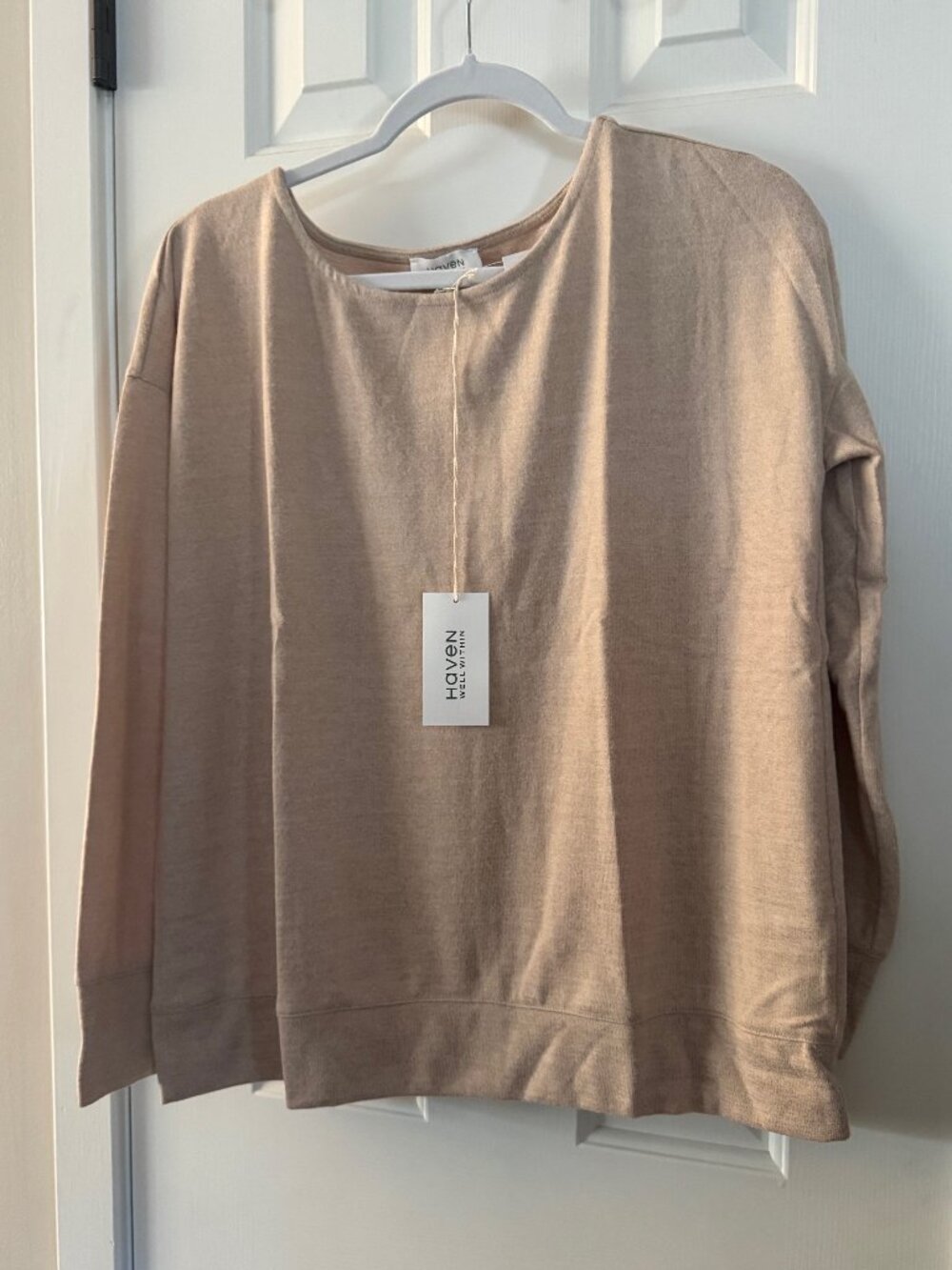 Haven Well Within by Talbots Beige Sweatshirt Lounge Sleep Shirt Top Size Medium